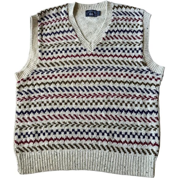 American Vintage Boat House Row knit cotton oatmeal V neck vest Large